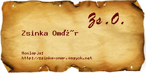 Zsinka Omár névjegykártya